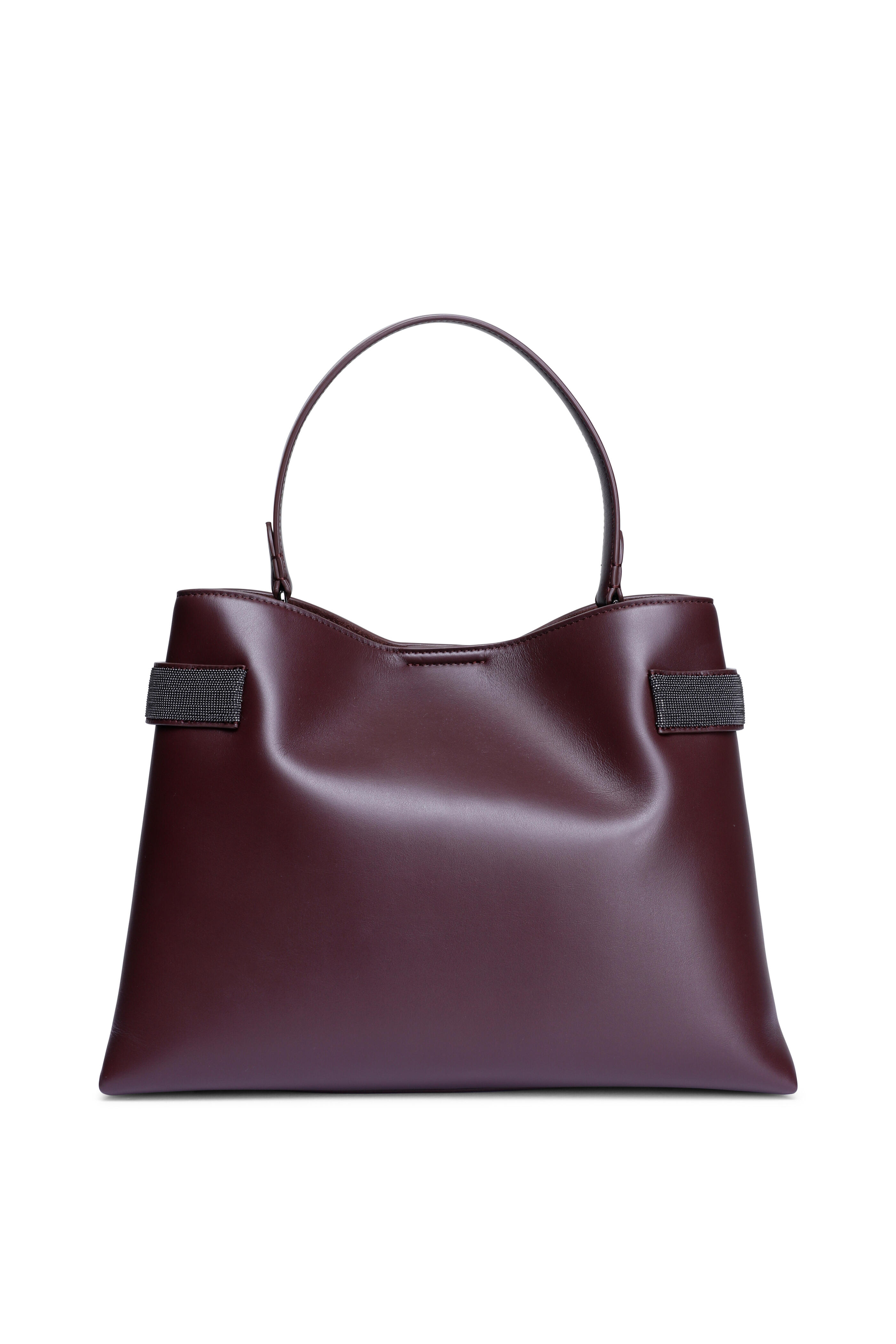 Brunello Cucinelli - Medium Essence Burgundy Leather Top Handle Bag