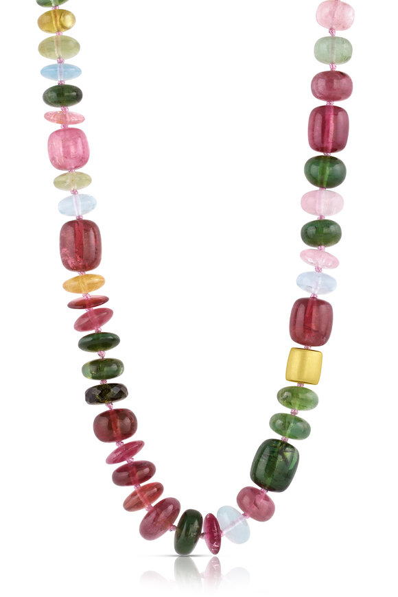 Leigh Maxwell Mixed Gem & Gold Bead Necklace 