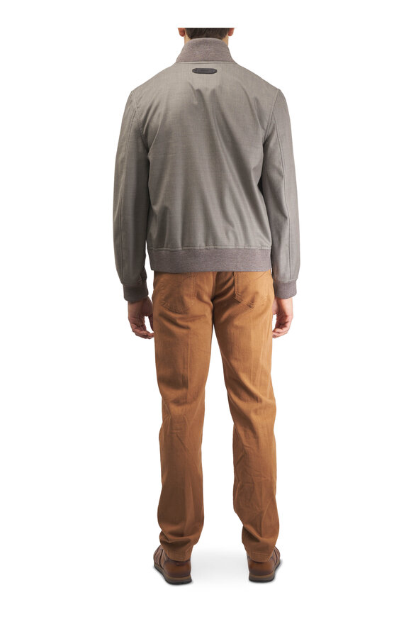 Brioni Gray Silk, Cashmere & Linen Bomber Jacket - view 4