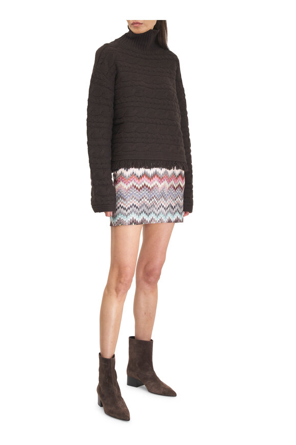 Guest in Residence Brown Cropped Cable Knit Turtleneck Sweater - view 2