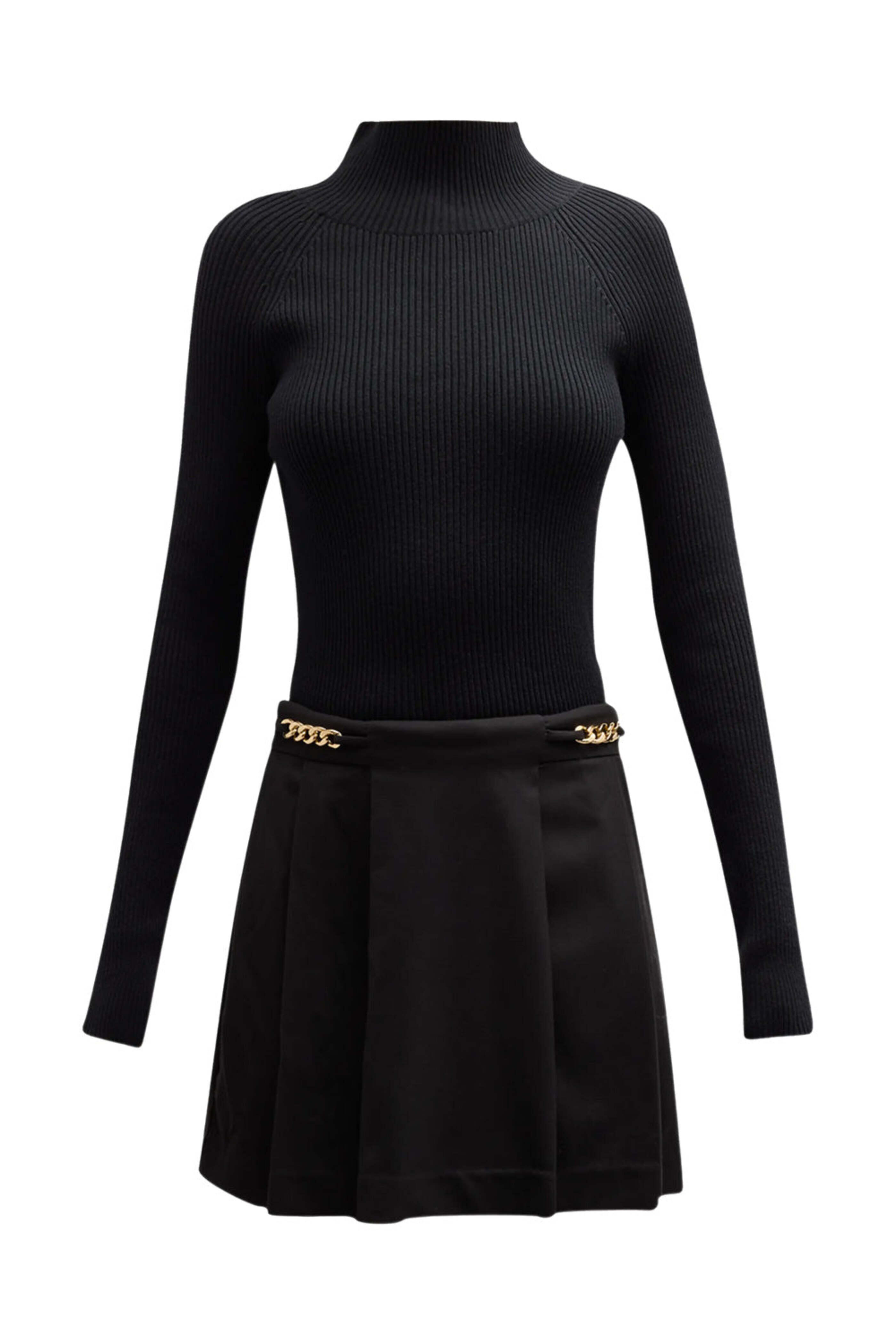 Derek Lam Women's Black Filomena Knit Pleat Mini Dress