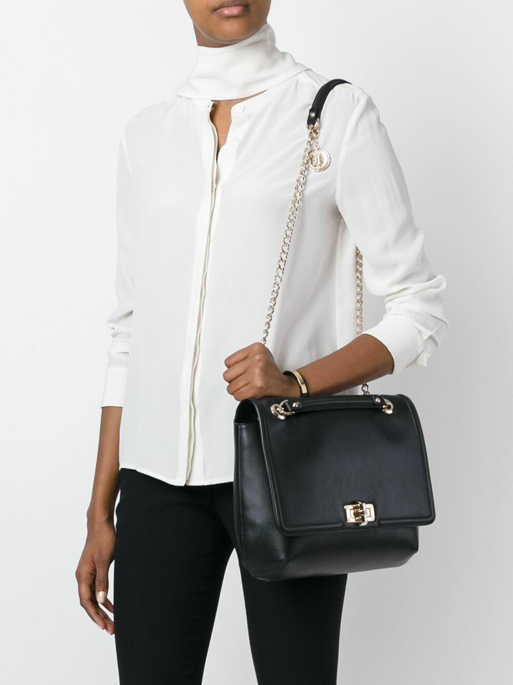 Lanvin - Happy Black Leather Medium Flap Shoulder Bag