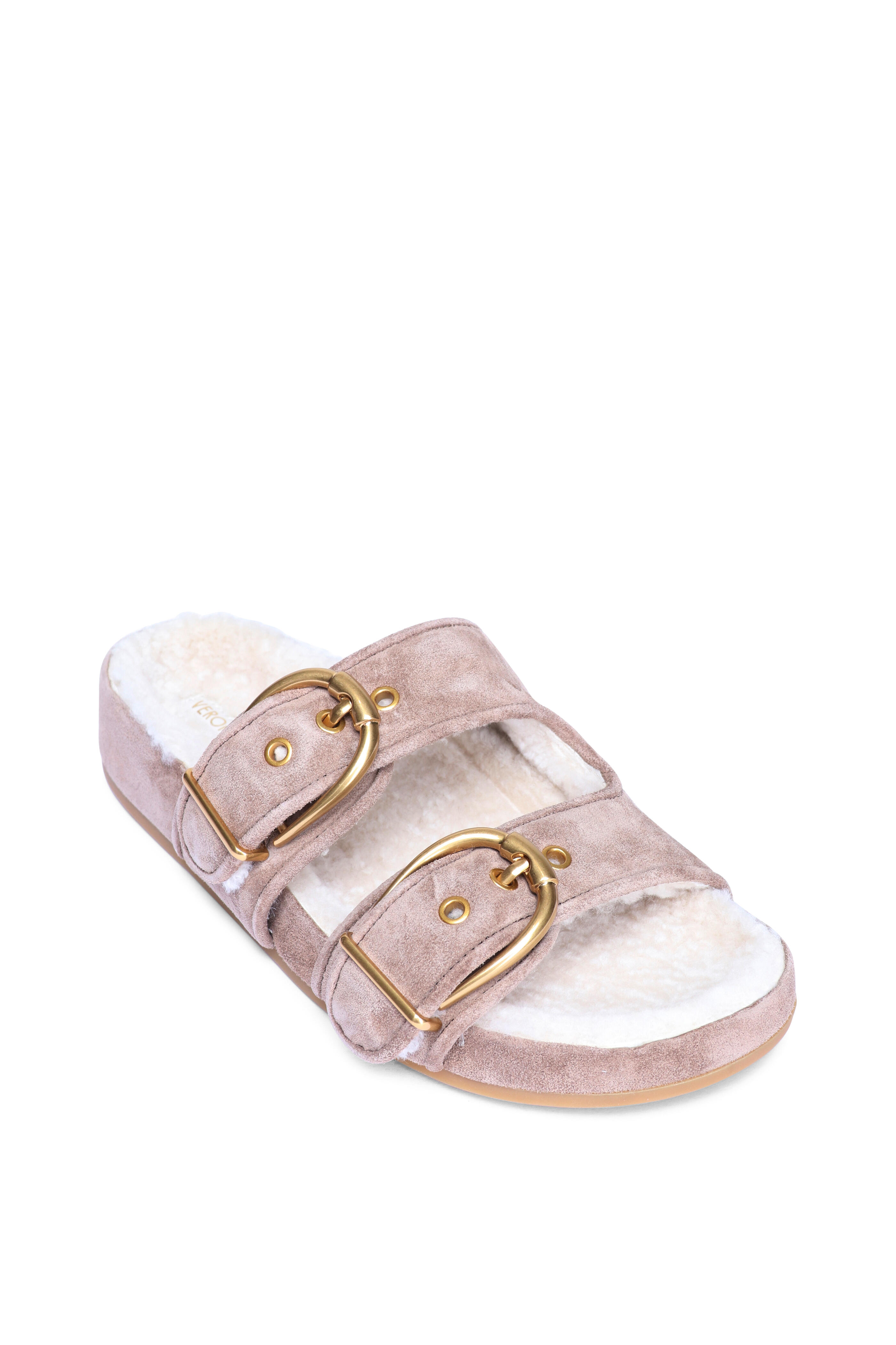 Veronica Beard - Pure Shearling Beige Buckle Slide