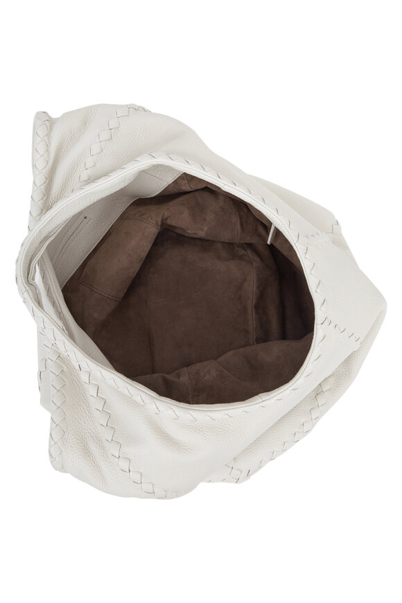 Bottega Veneta - Ivory Cervo Leather Large Hobo Bag