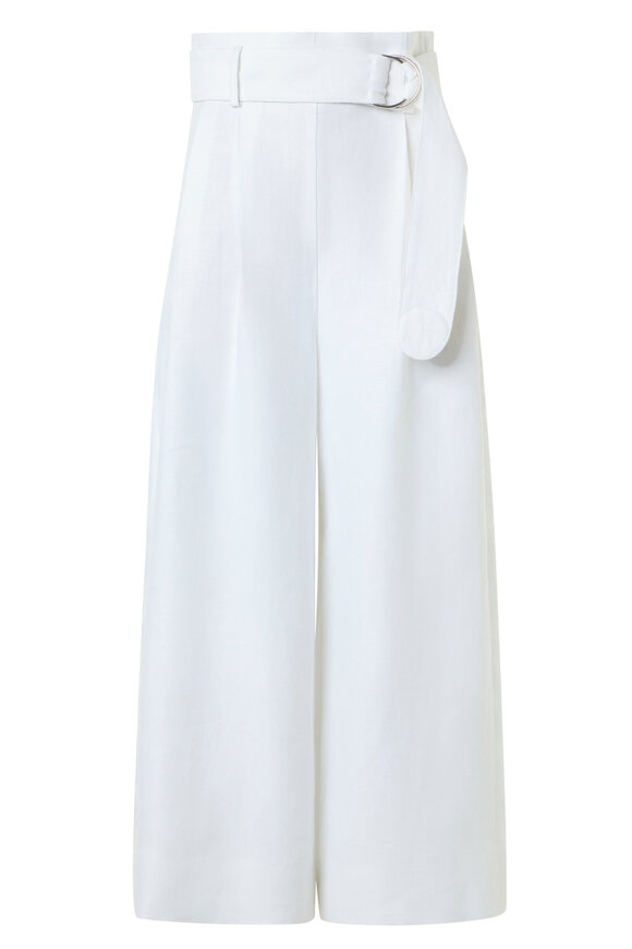 Akris Punto Fiorella Cream Linen Wide-Leg Culotte