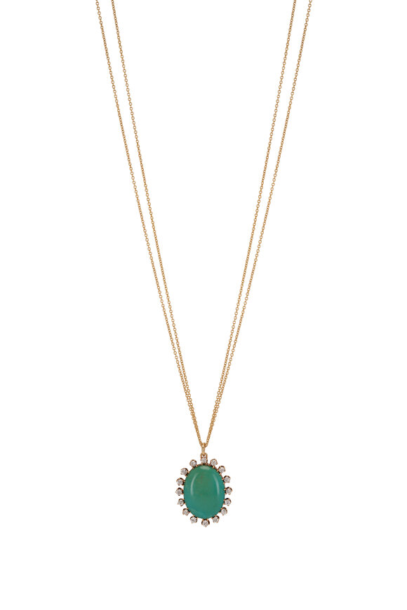 Renee Lewis Antique Persian Turquoise & Diamond Necklace