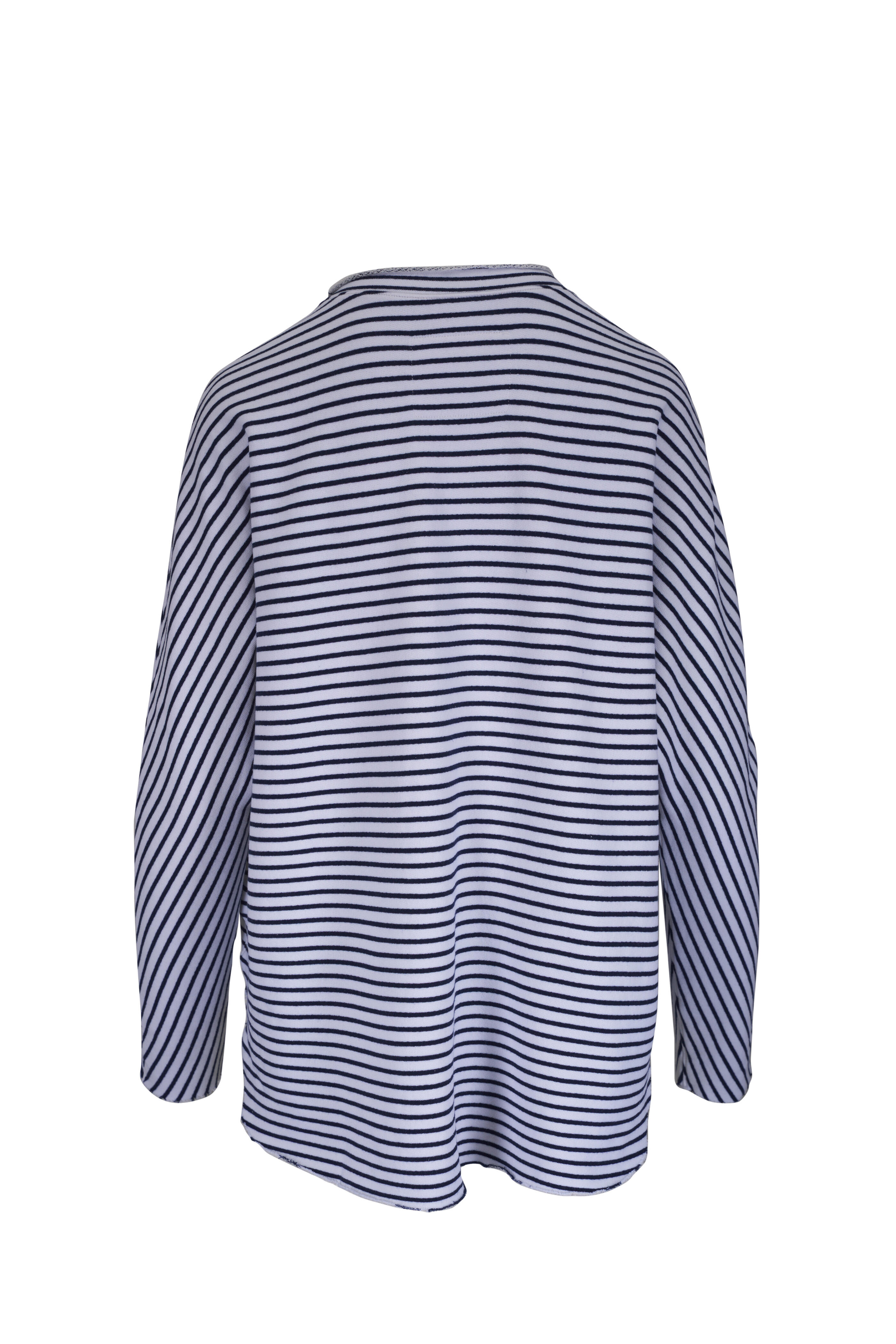 Frank & Eileen - Anna White & Navy Stripe Triple Fleece Capelet