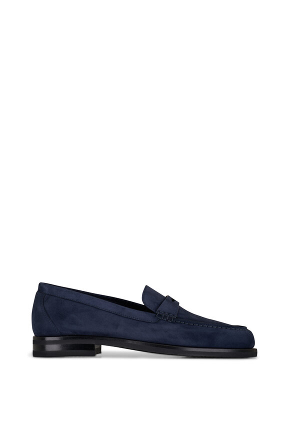 Santoni - Haileigh Navy Suede Penny Loafer 