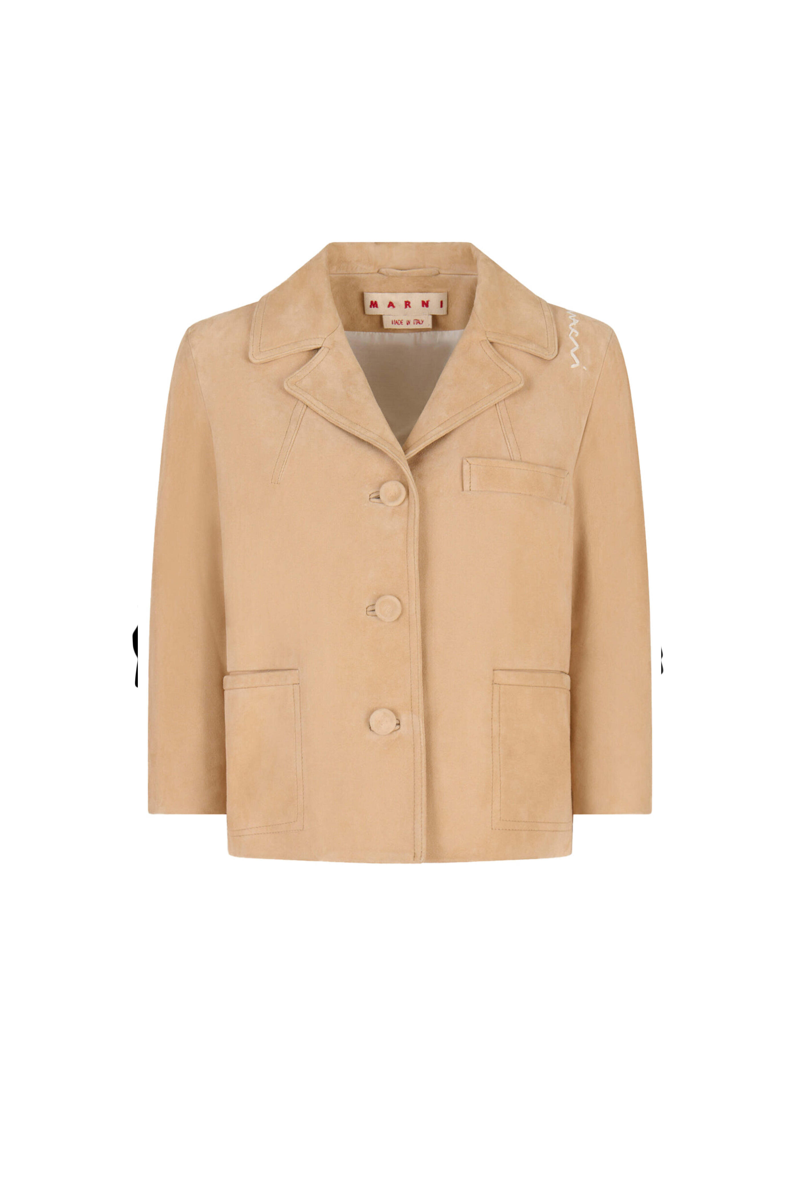 Marni - Pale Peach Single Breasted Suede Jacket