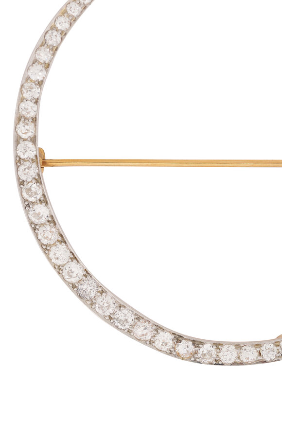 Renee Lewis 18k Yellow Gold Diamond Crescent Brooch - view 2