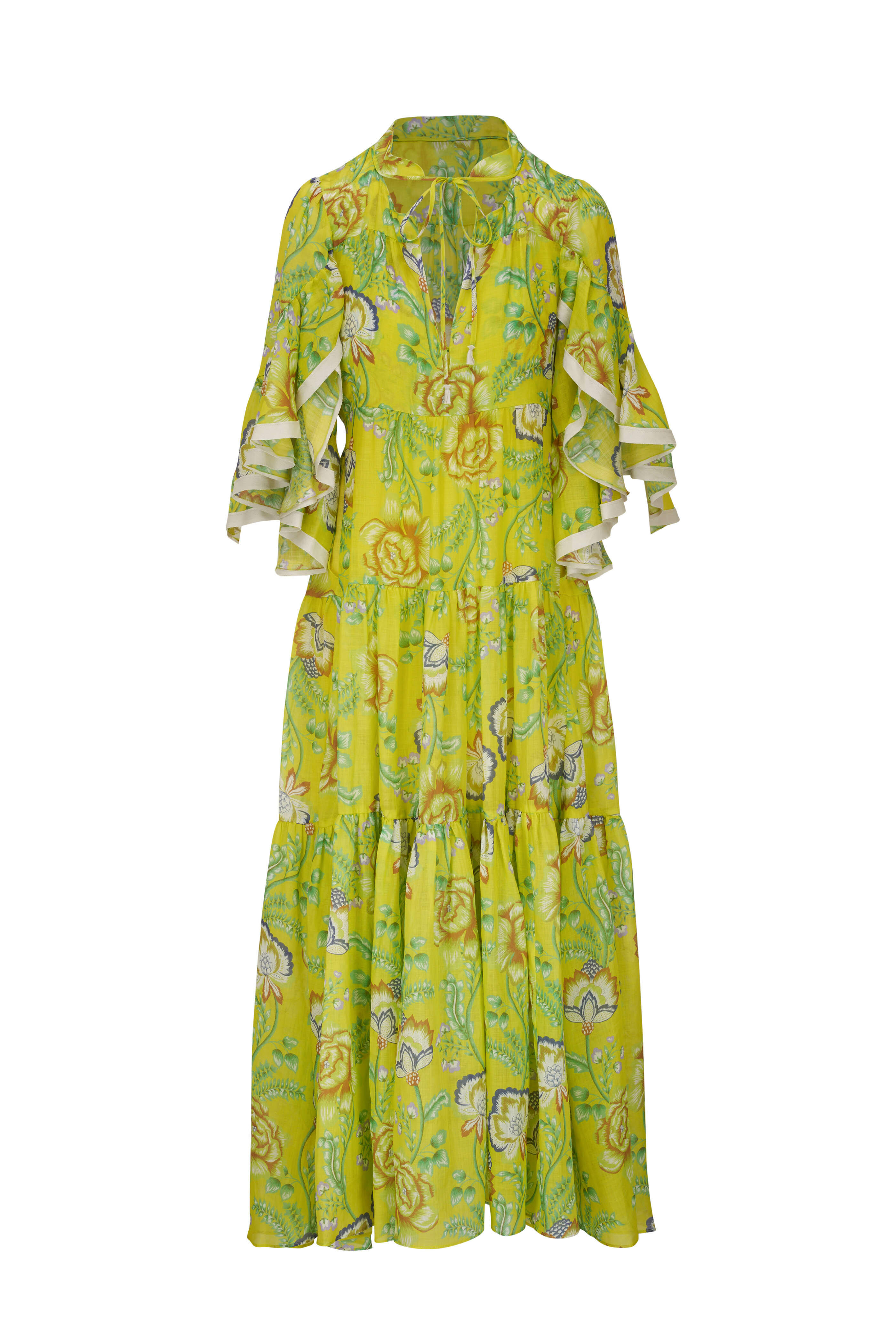 Dorothee Schumacher - Natural Volumes Yellow Floral Ruffle Maxi Dress