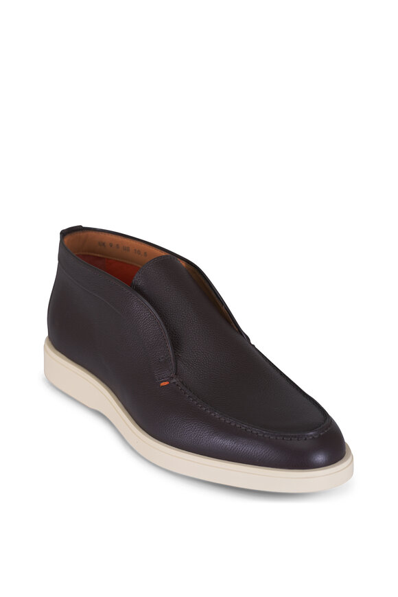 Santoni Dark Brown Mid Top Slip On Boot