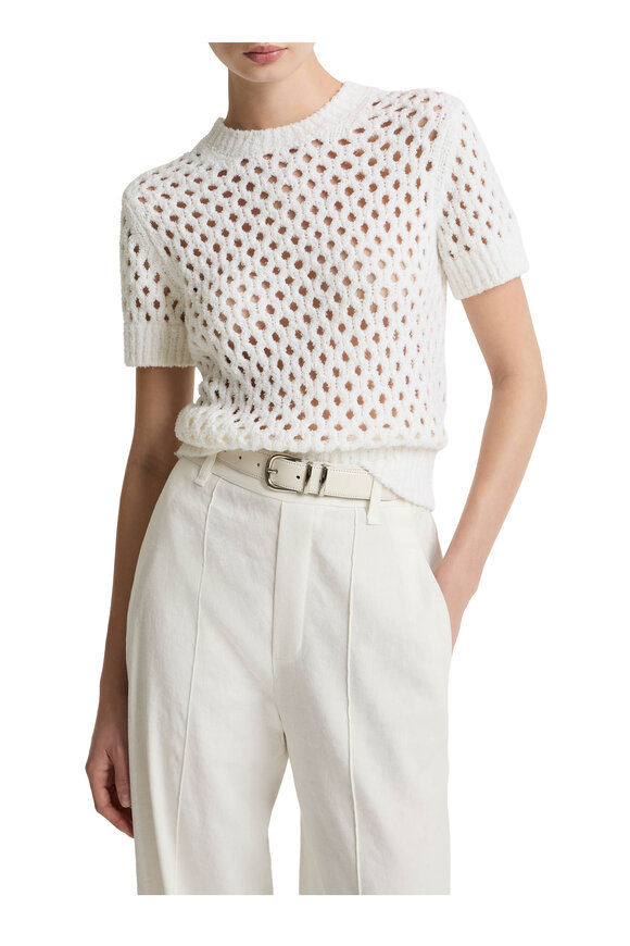 Vince Off White Honeycomb Knit Boxy T-Shirt - view 2