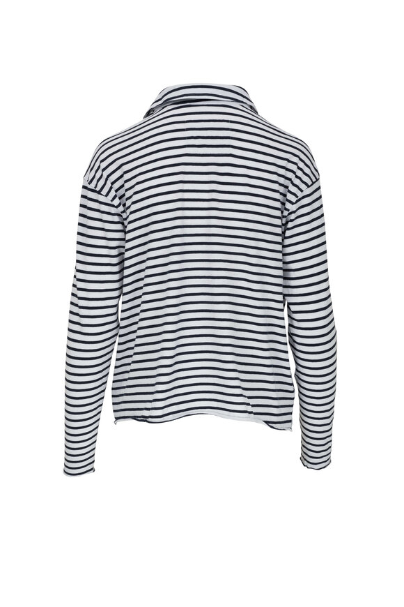 Frank & Eileen - Patrick Navy Striped Popover Henley Top