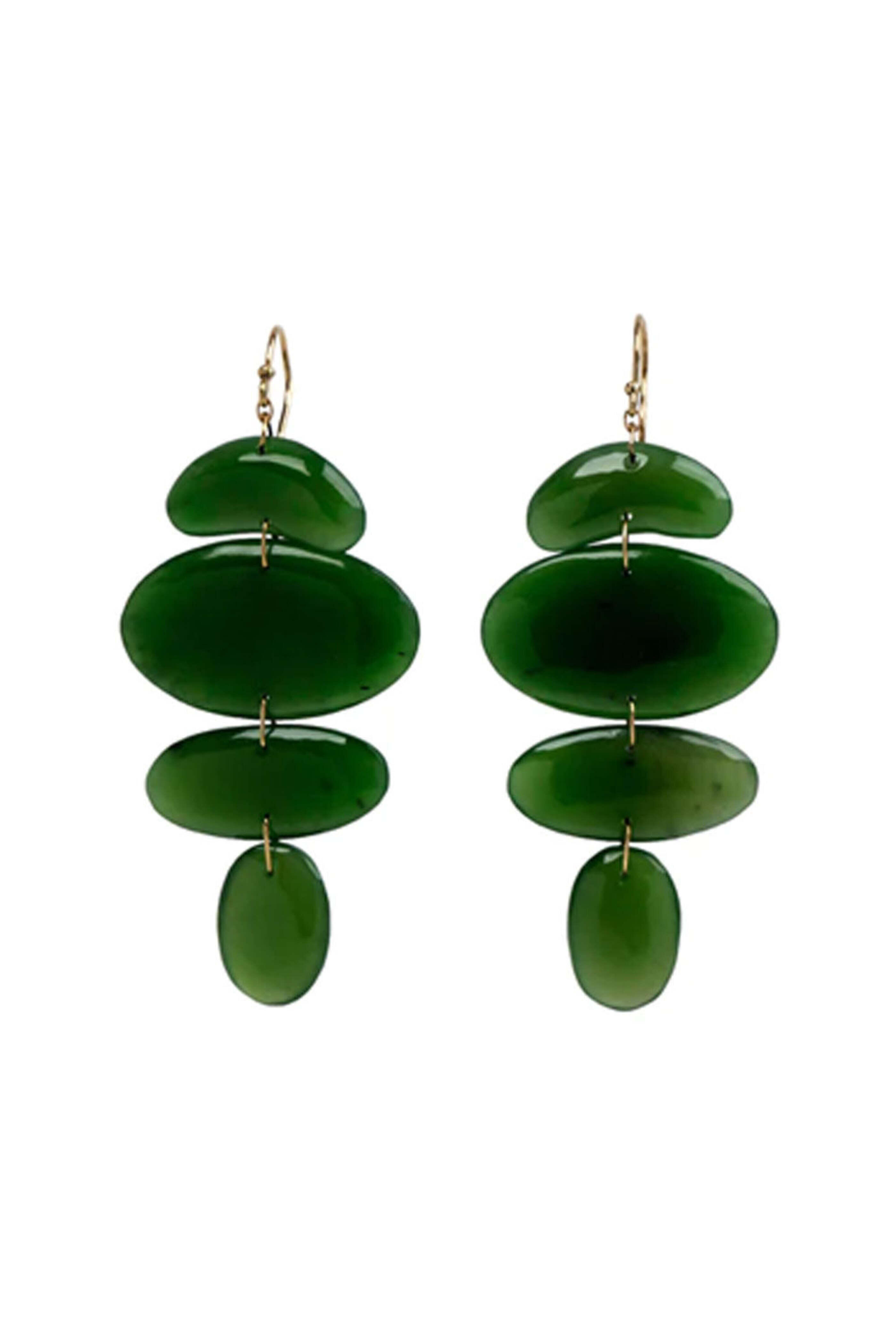 Ten Thousand Things - 18k Yellow Gold Small Jade Totem Earrings