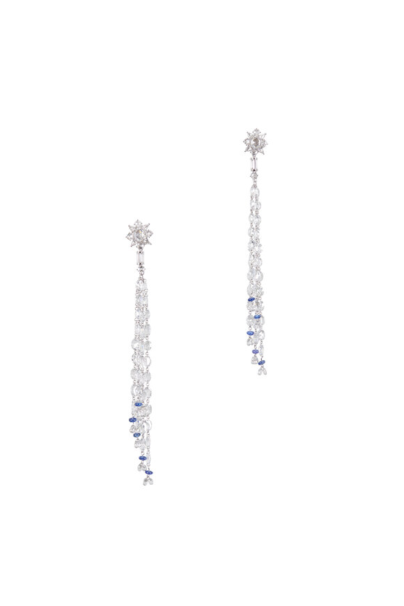 Fred Leighton - 18K White Gold Diamond & Sapphire Tassel Earrings