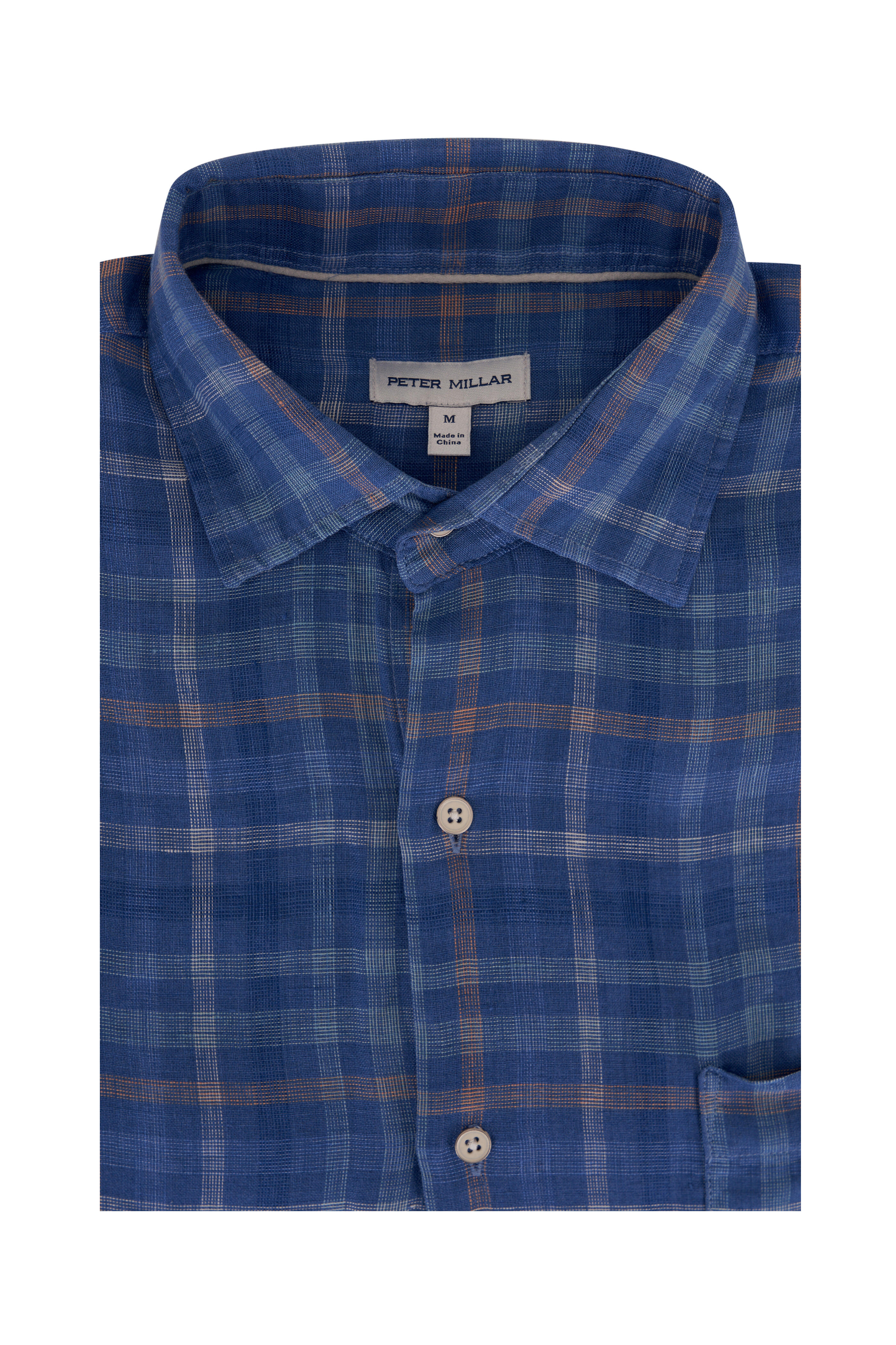 Peter Millar - Ashore Moon Blue Plaid Linen Sport Shirt