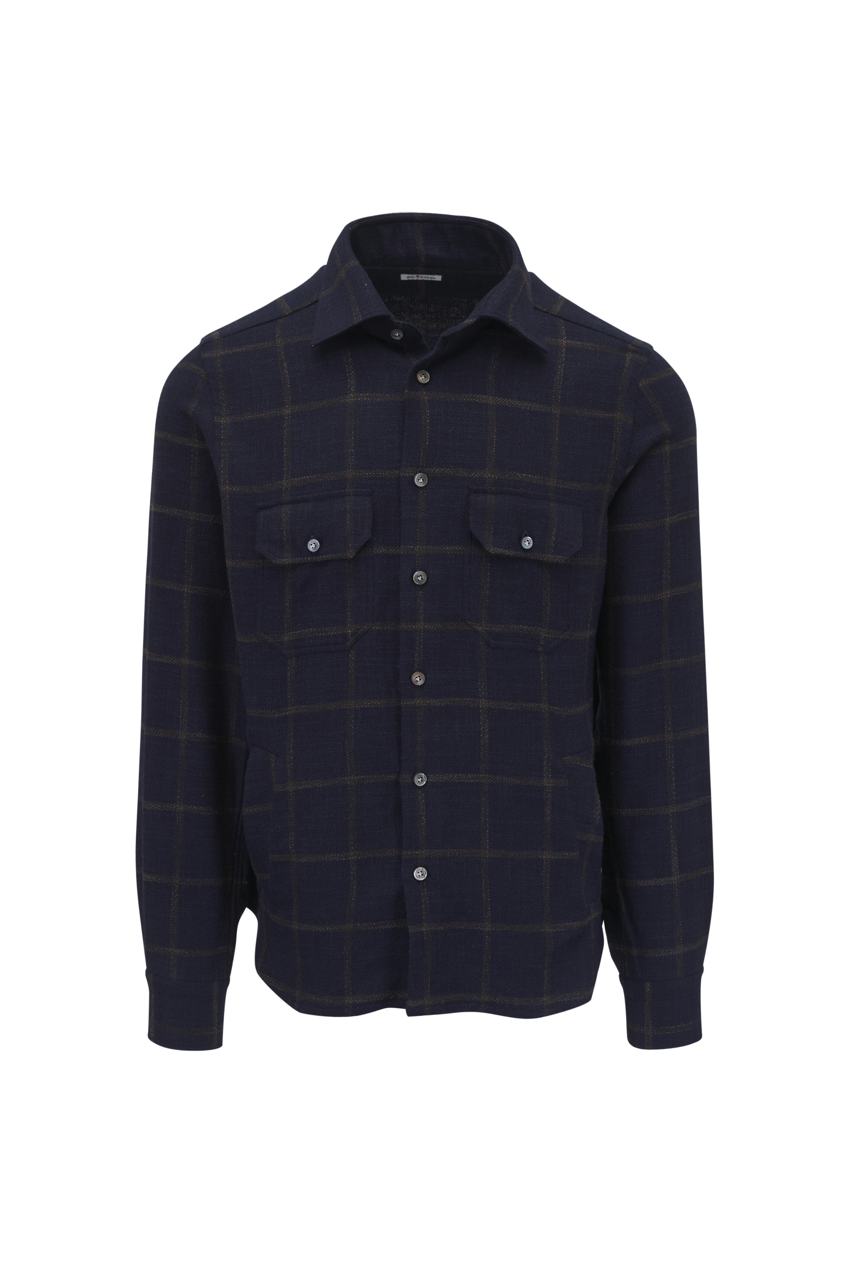 Kiton - Navy & Brown Plaid Overshirt