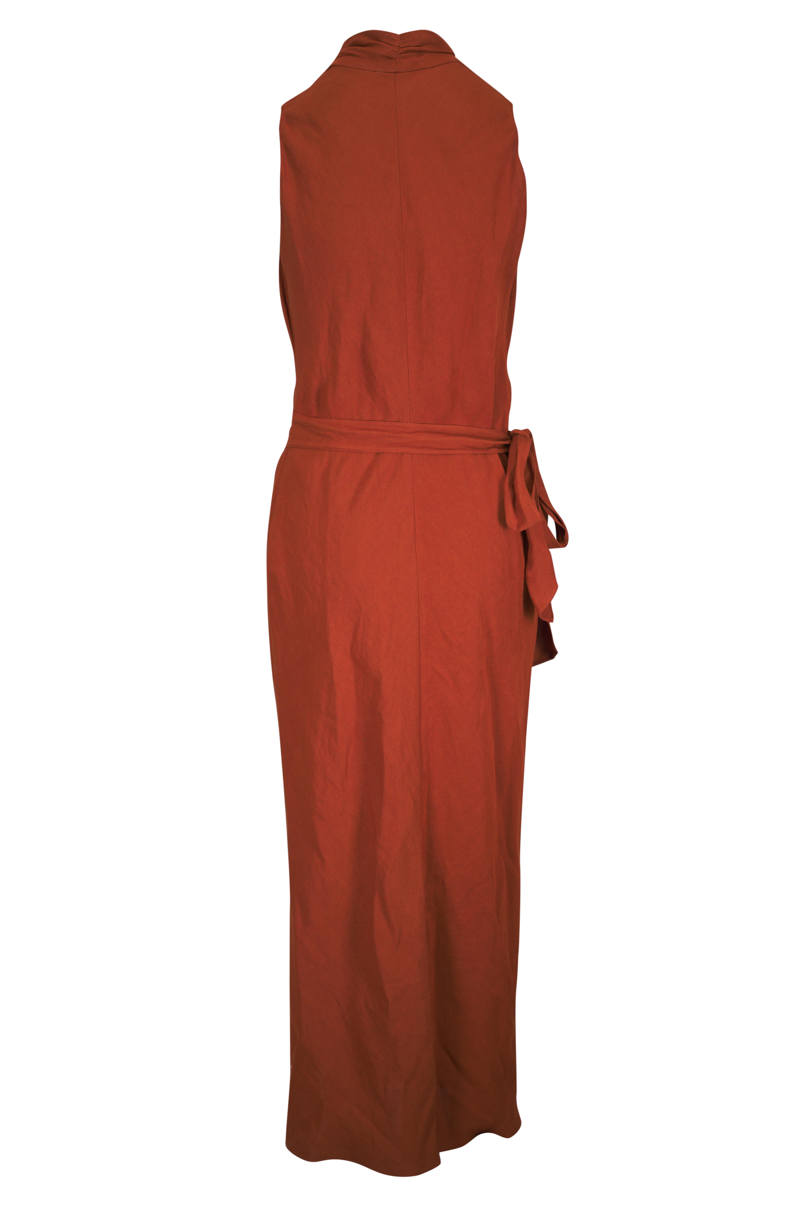 Peter Cohen - Nikki Rust Stretch Linen Wrap Dress