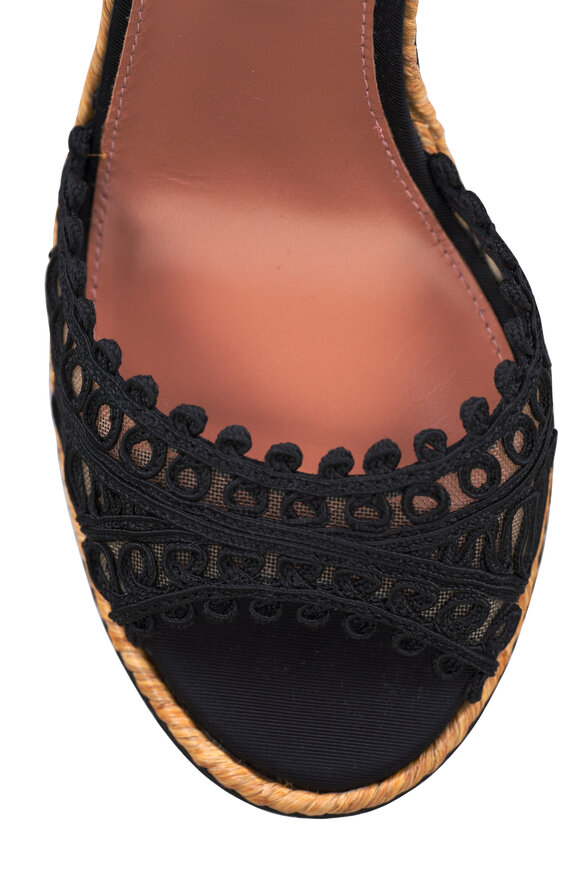 Aquazzura Kahlo Black Espadrille Wedge, 105mm - view 5