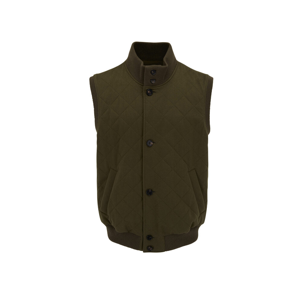 Loro Piana カシミヤ混 ベスト フード ジップ オリーブ サイズ40 uploading-1351178.JPG