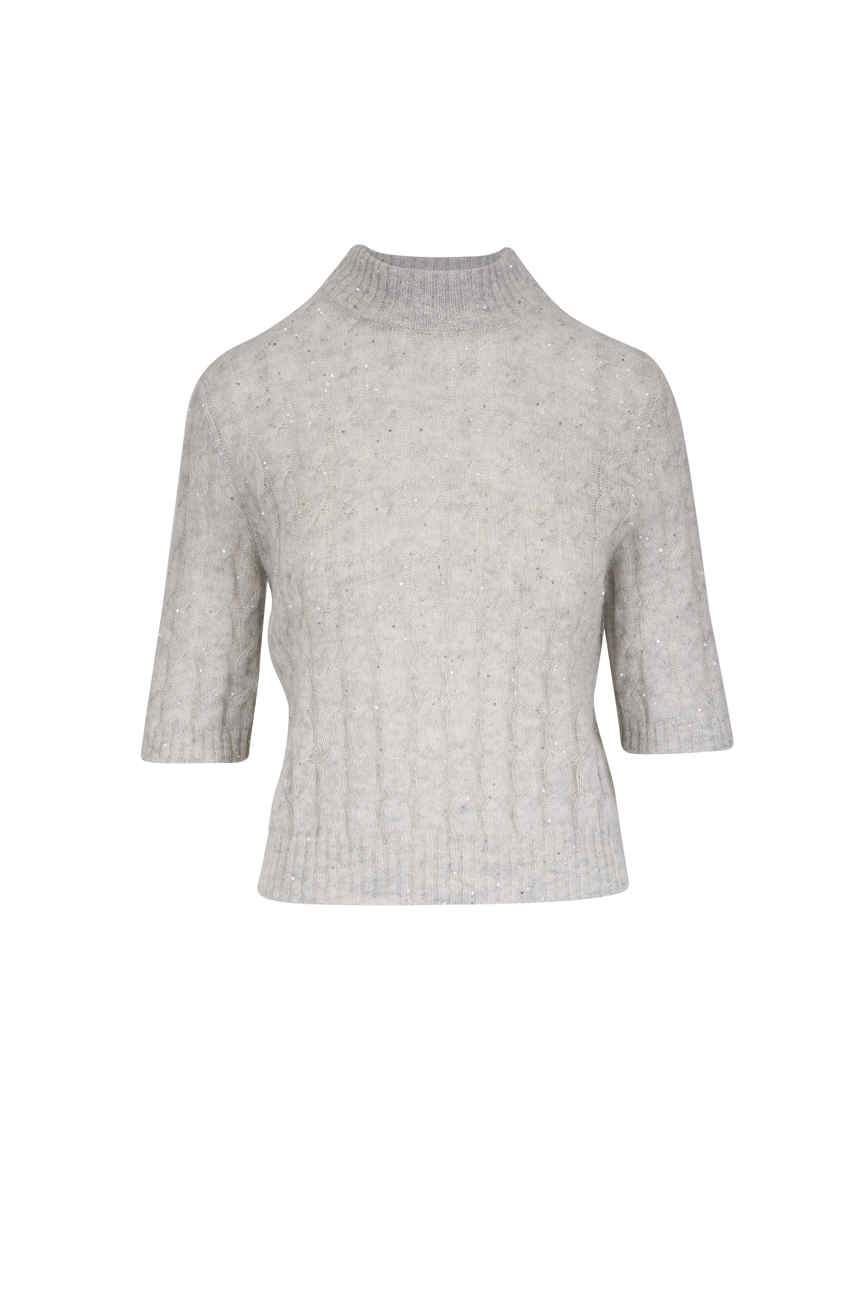 Brunello Cucinelli - Stone Sequin Embellished Cable Knit Sweater