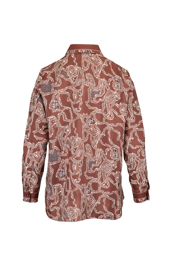 Rani Arabella Chocolate & White Horse Print Silk Blouse - view 2