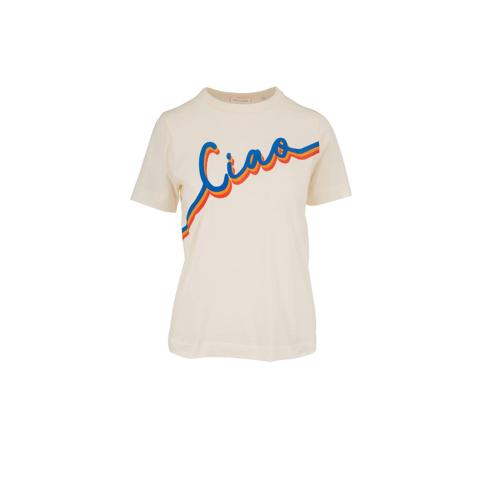 Chinti Parker Off White Cotton Ciao Graphic T Shirt