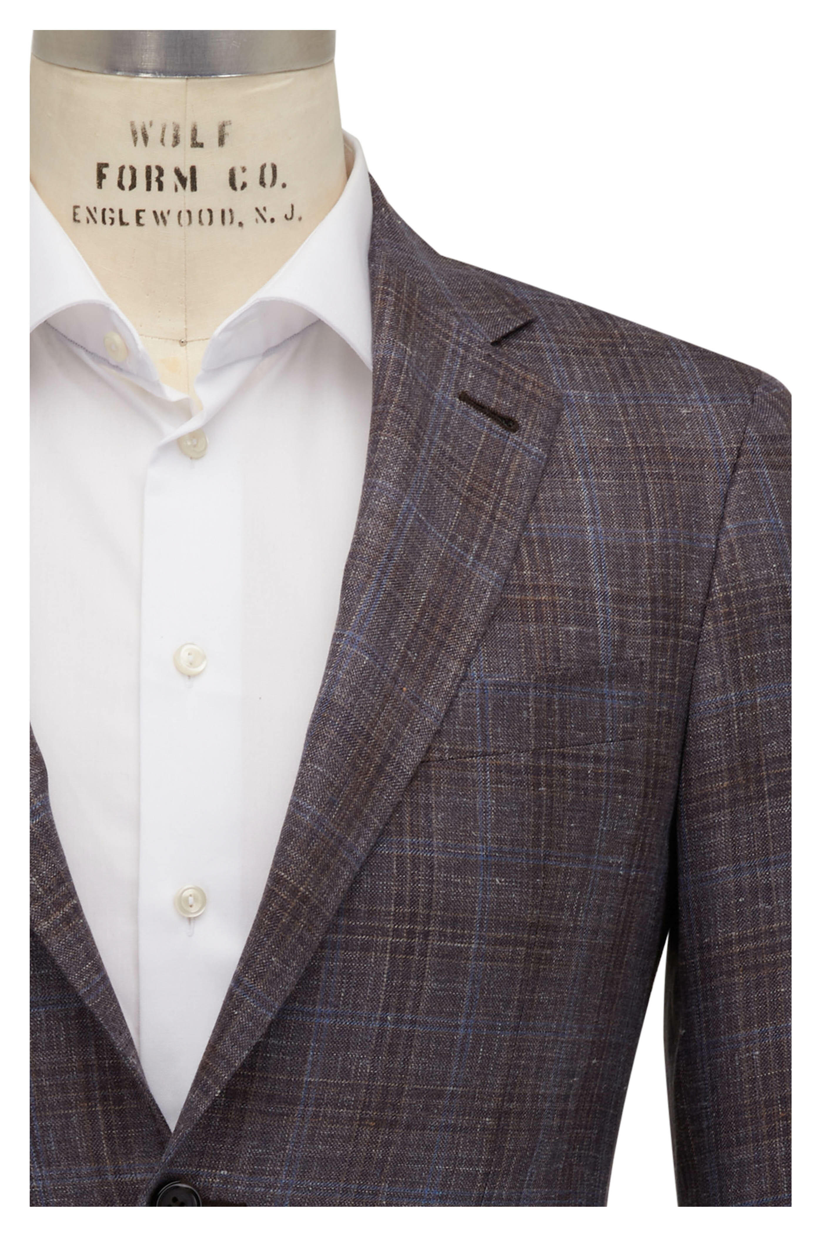 Canali - Brown, Gray & Blue Plaid Sportcoat | Mitchell Stores