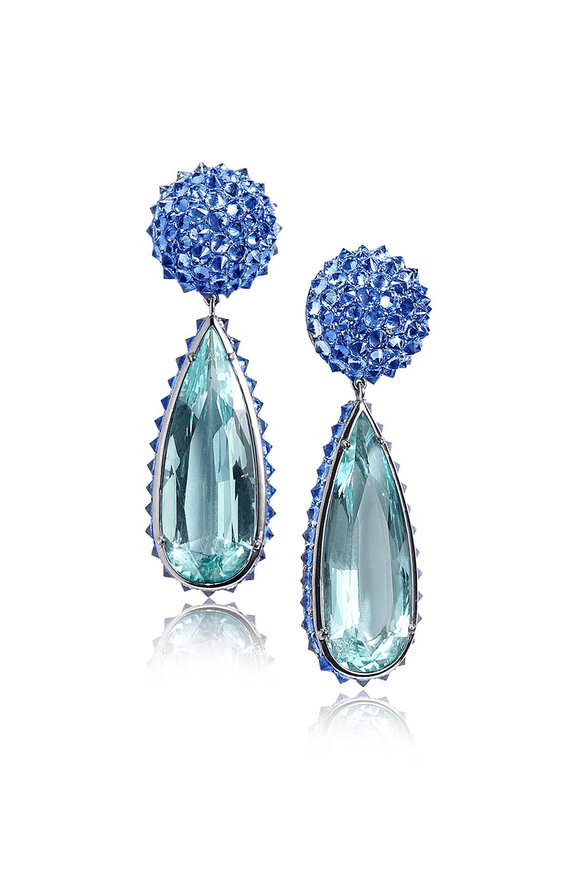 Nam Cho Sapphire & Aquamarine Drop Earrings