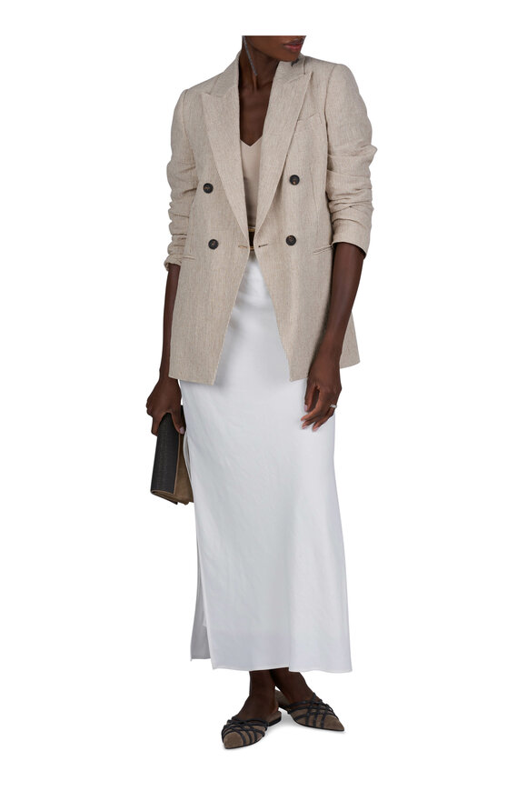 Brunello Cucinelli - White Slit Maxi Skirt 