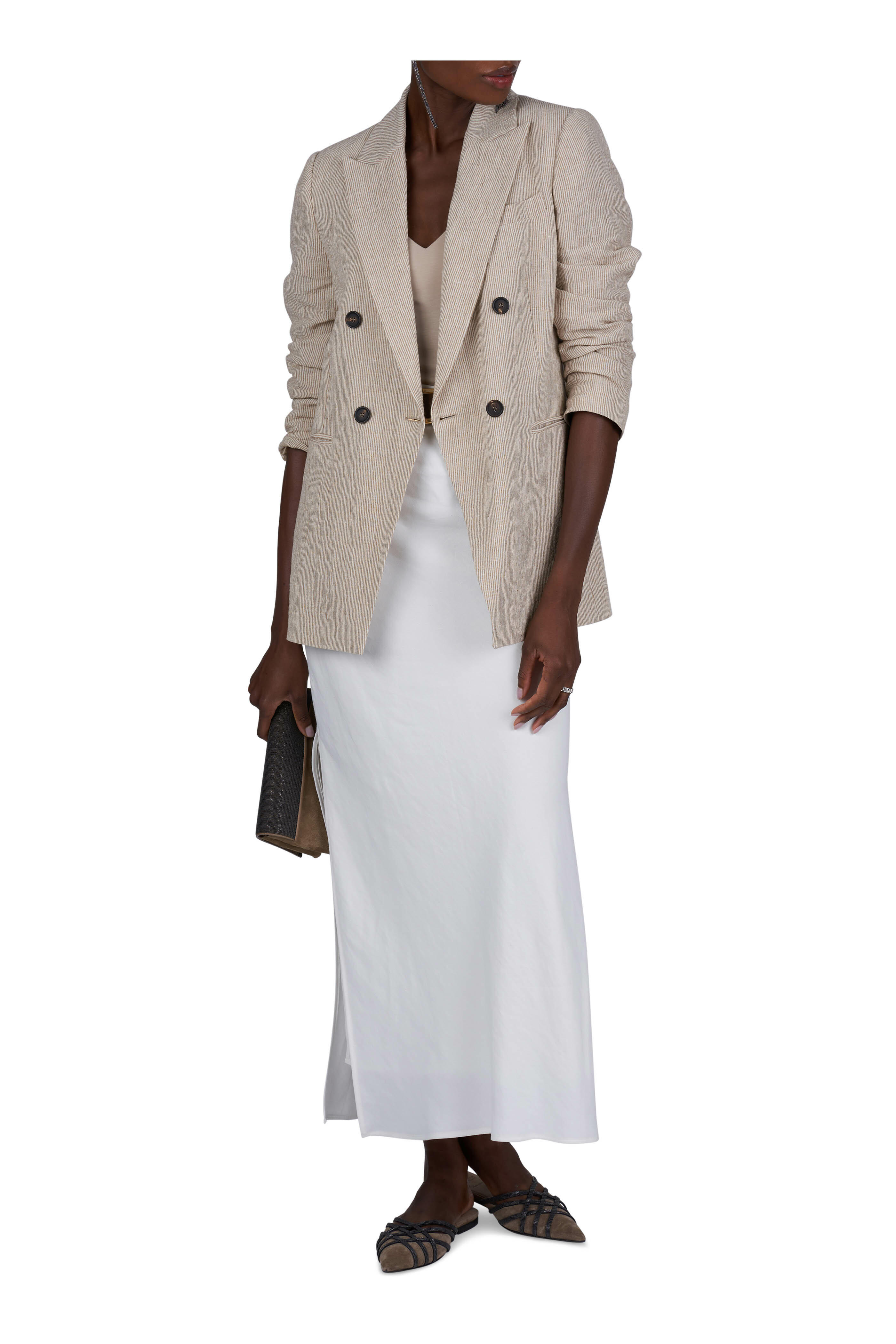 Louis Vuitton Monogram Fil Coup√ Maxi Skirt, White, 32
