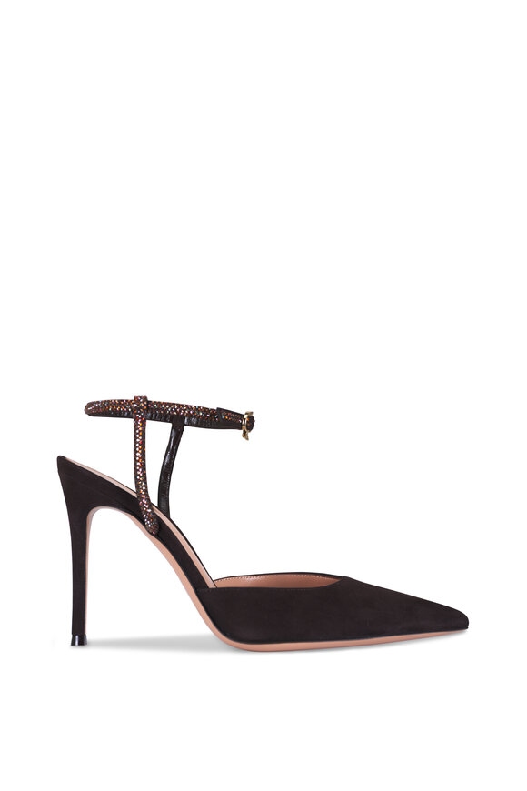 Gianvito Rossi Mayfair Crystal Suede Pump, 95mm - view 3