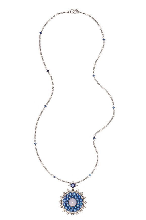 Nam Cho 18k White Gold Sapphire & Diamond Large Pendant