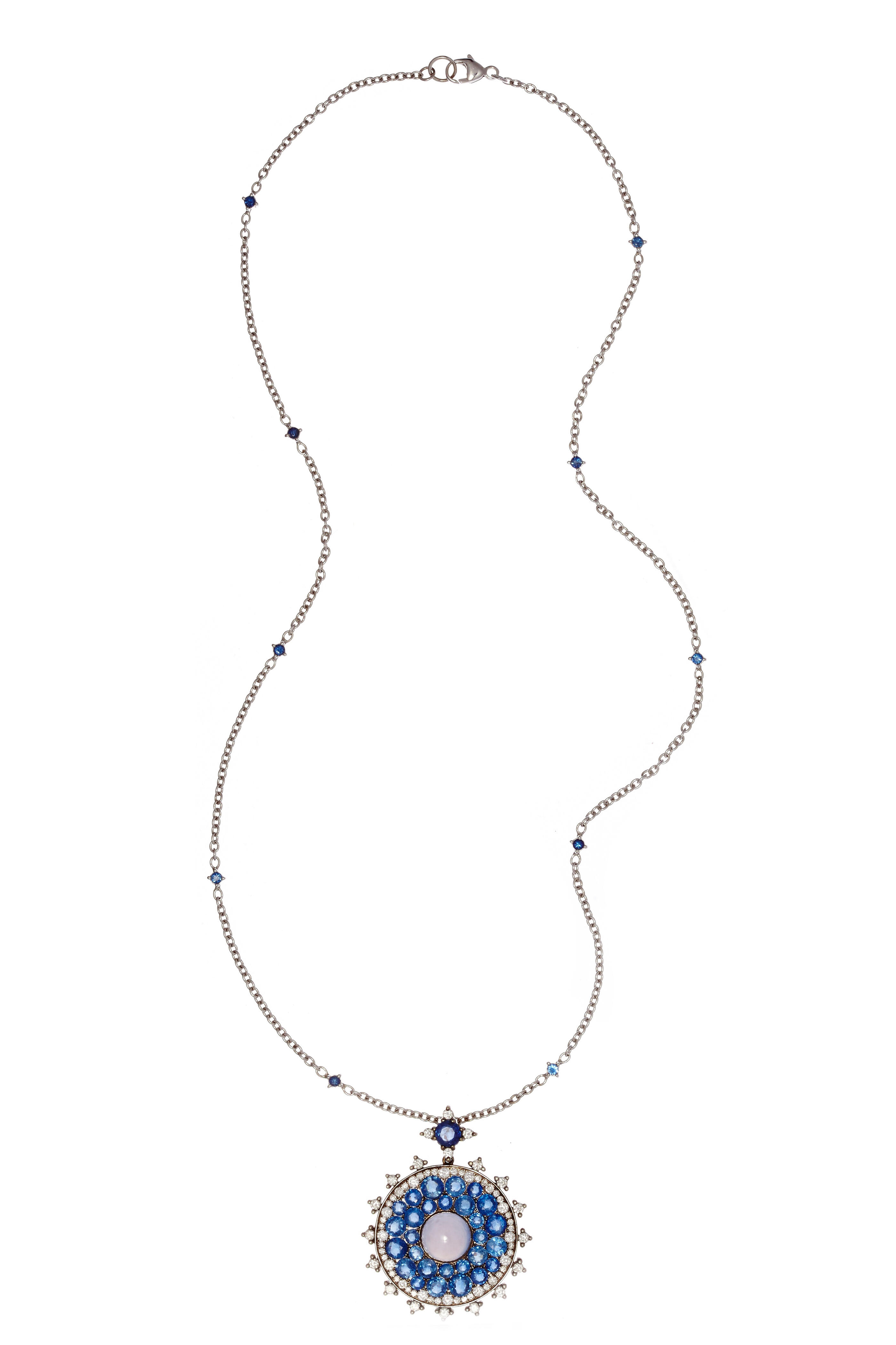 Nam Cho - 18k White Gold Sapphire & Diamond Large Pendant