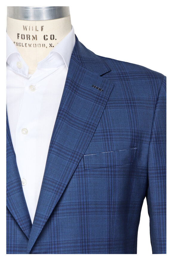 Brioni Navy Blue Windowpane Sportcoat