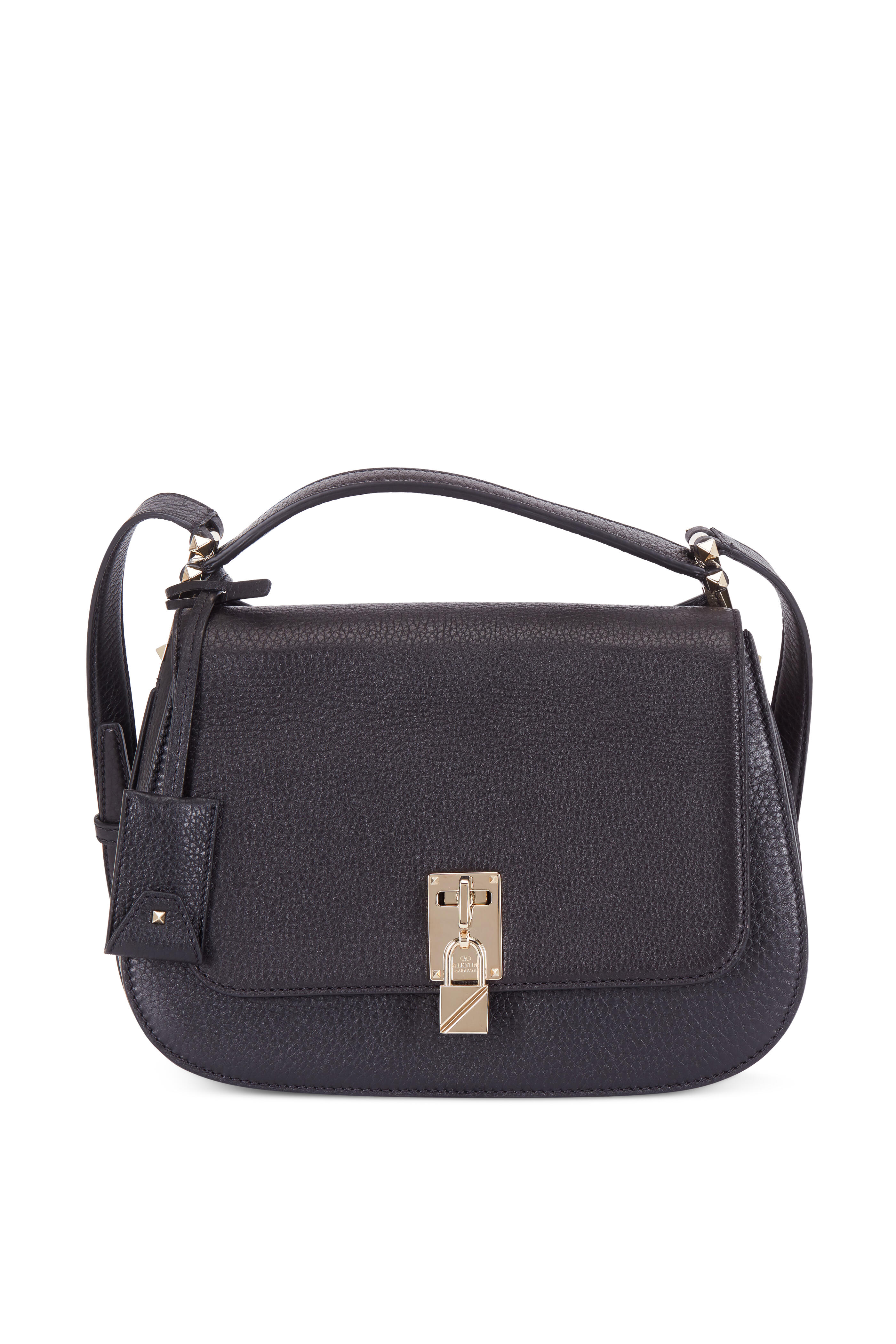 Valentino Garavani - Joylock Pieper Black Leather Saddle Crossbody