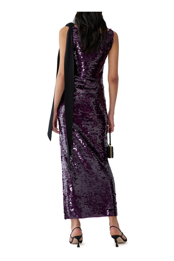 Carolina Herrera Plum Sequined Merino Column Dress - view 3
