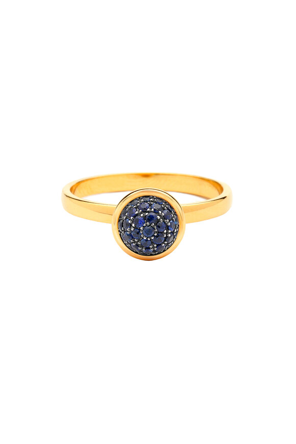 Syna - Yellow Gold Blue Sapphire Bauble Stack Ring