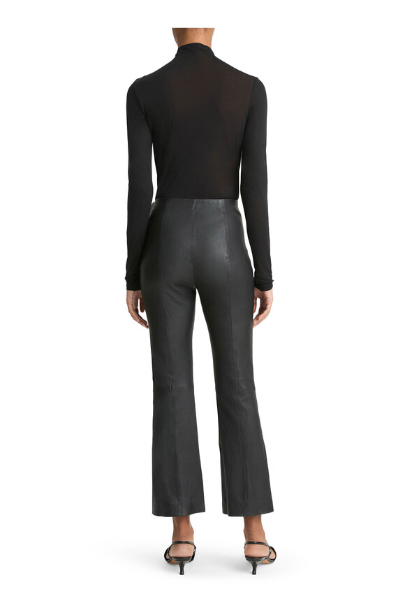 Vince Black Stretch Leather Crop Flare Pant - view 5