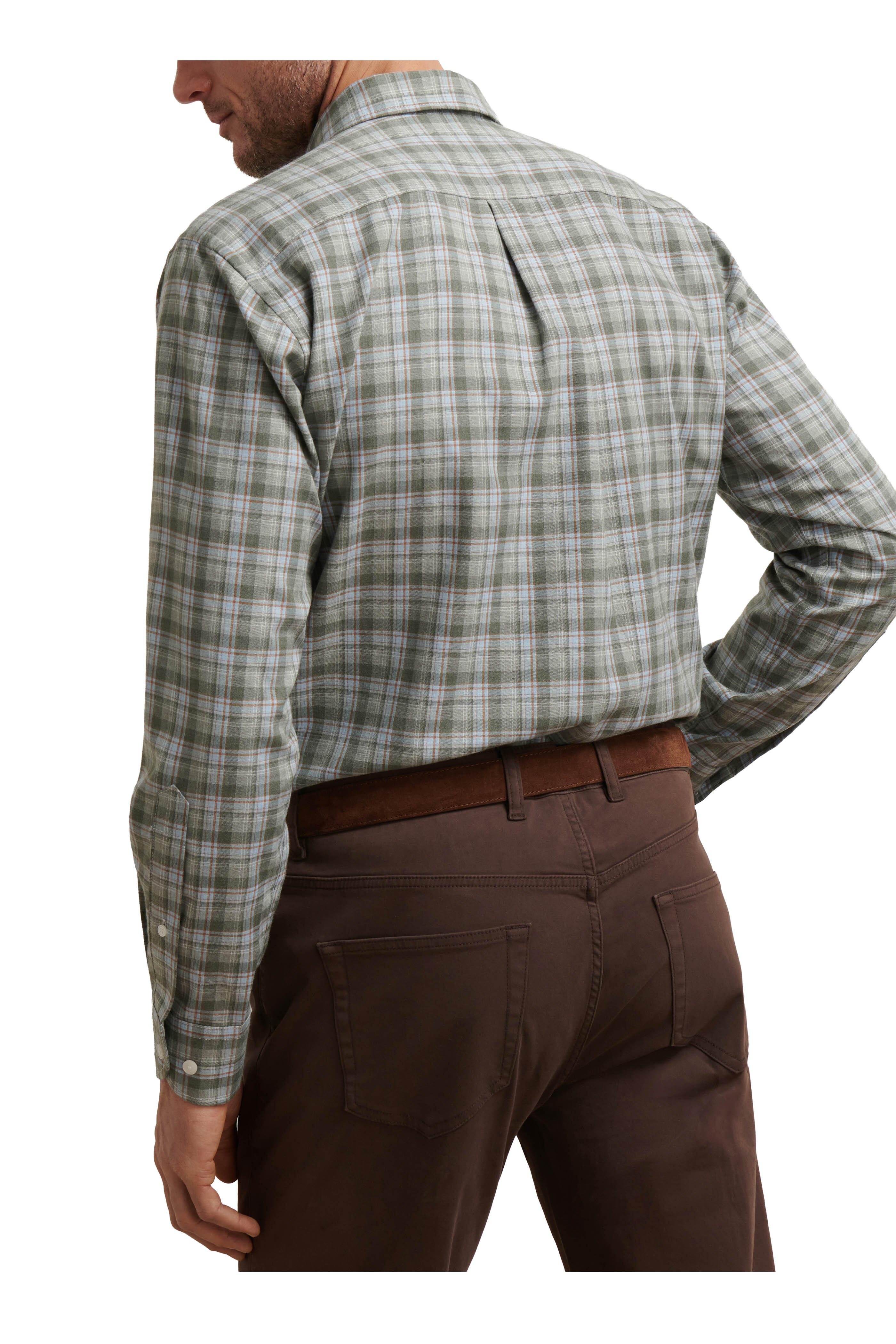 Peter Millar - Whitecap Basil & Light Blue Flannel Sport Shirt