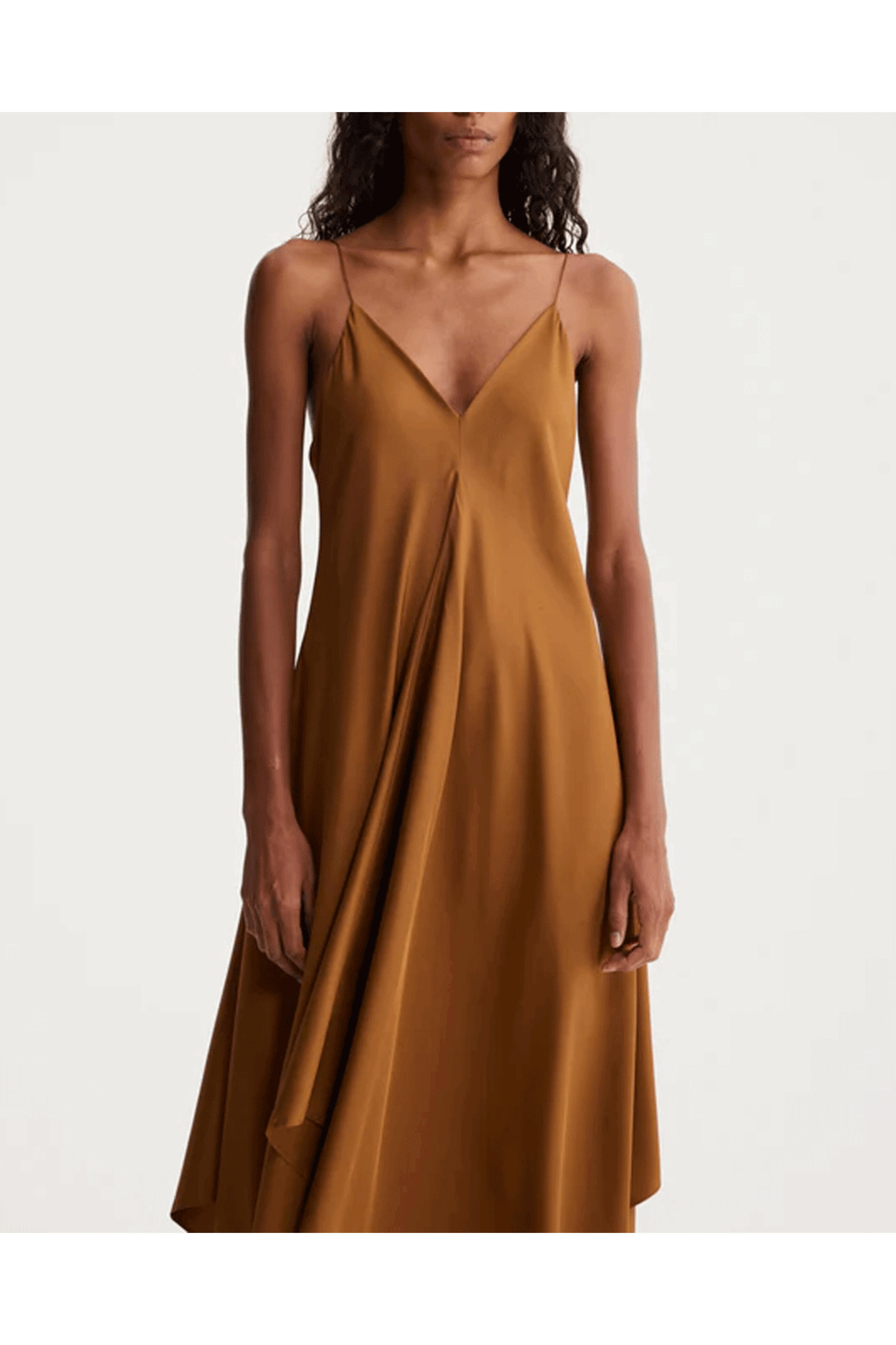 Rohe Frames - Tan Silk Strap Dress with Wider Hem