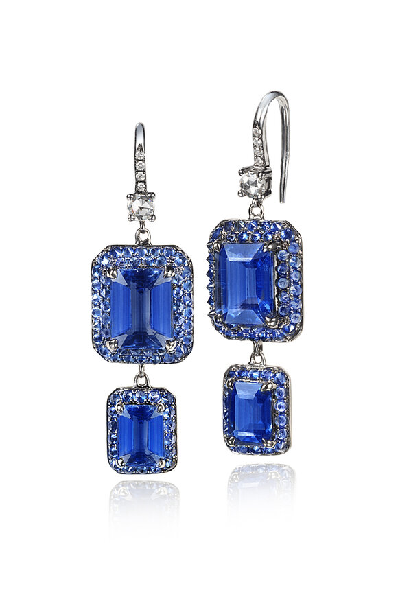 Nam Cho 18k Kyanite Blue Sapphire Octagon Drop Earring - view 1