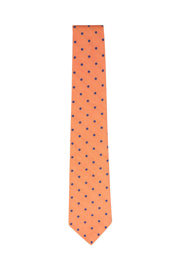 Kiton Orange Dot Print Necktie