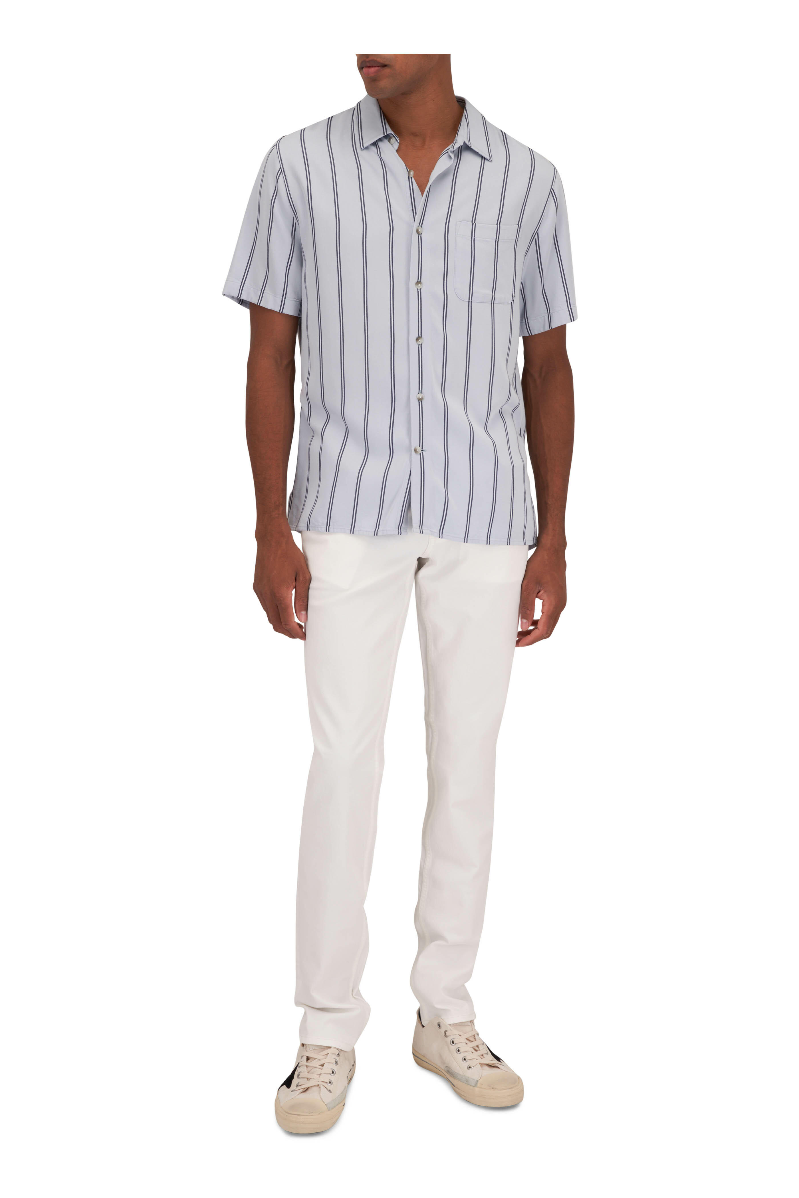 Vince - White Sky Pacifica Stripe Short-Sleeve Shirt