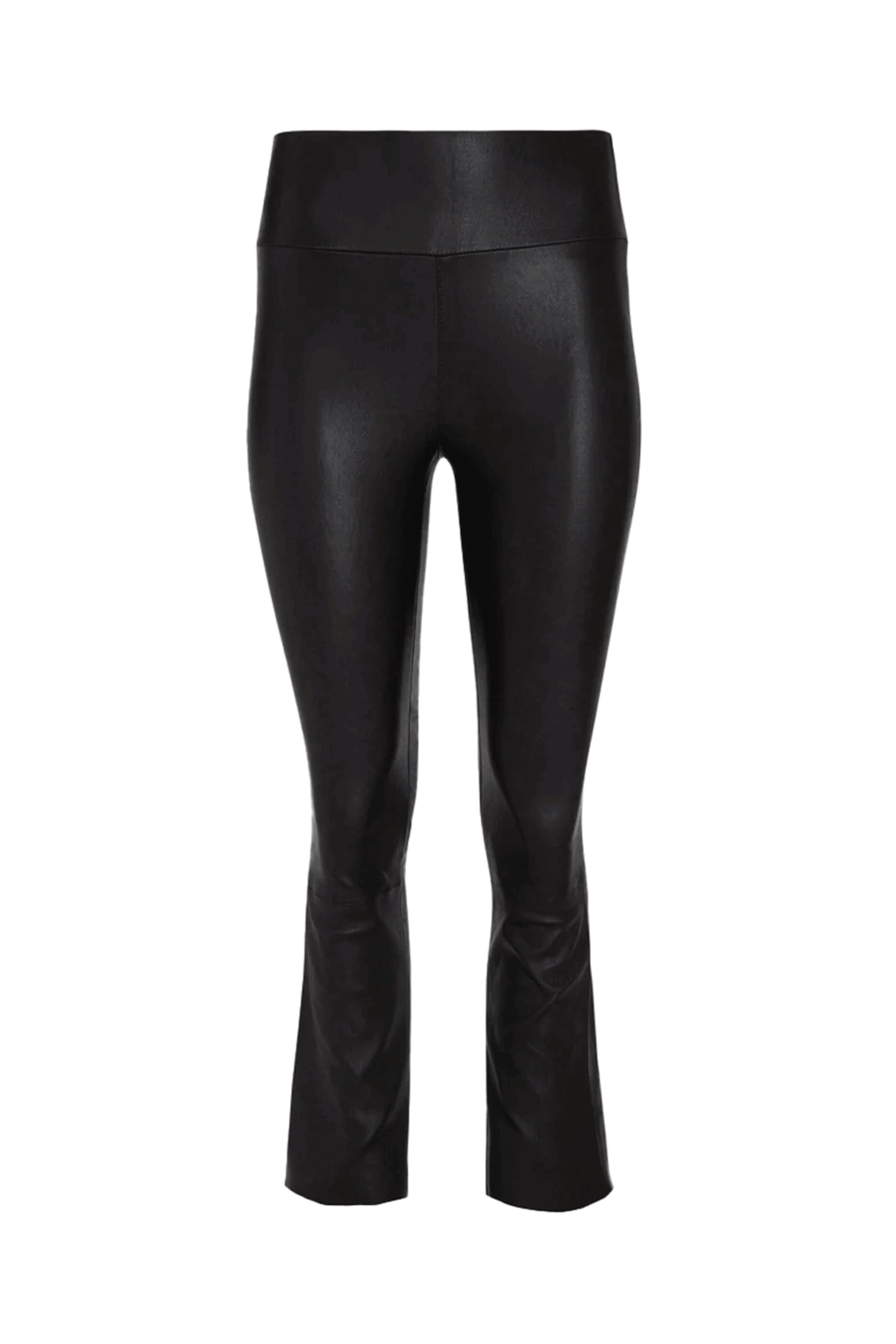 SPRWMN - Leather Crop Flare Legging in Black
