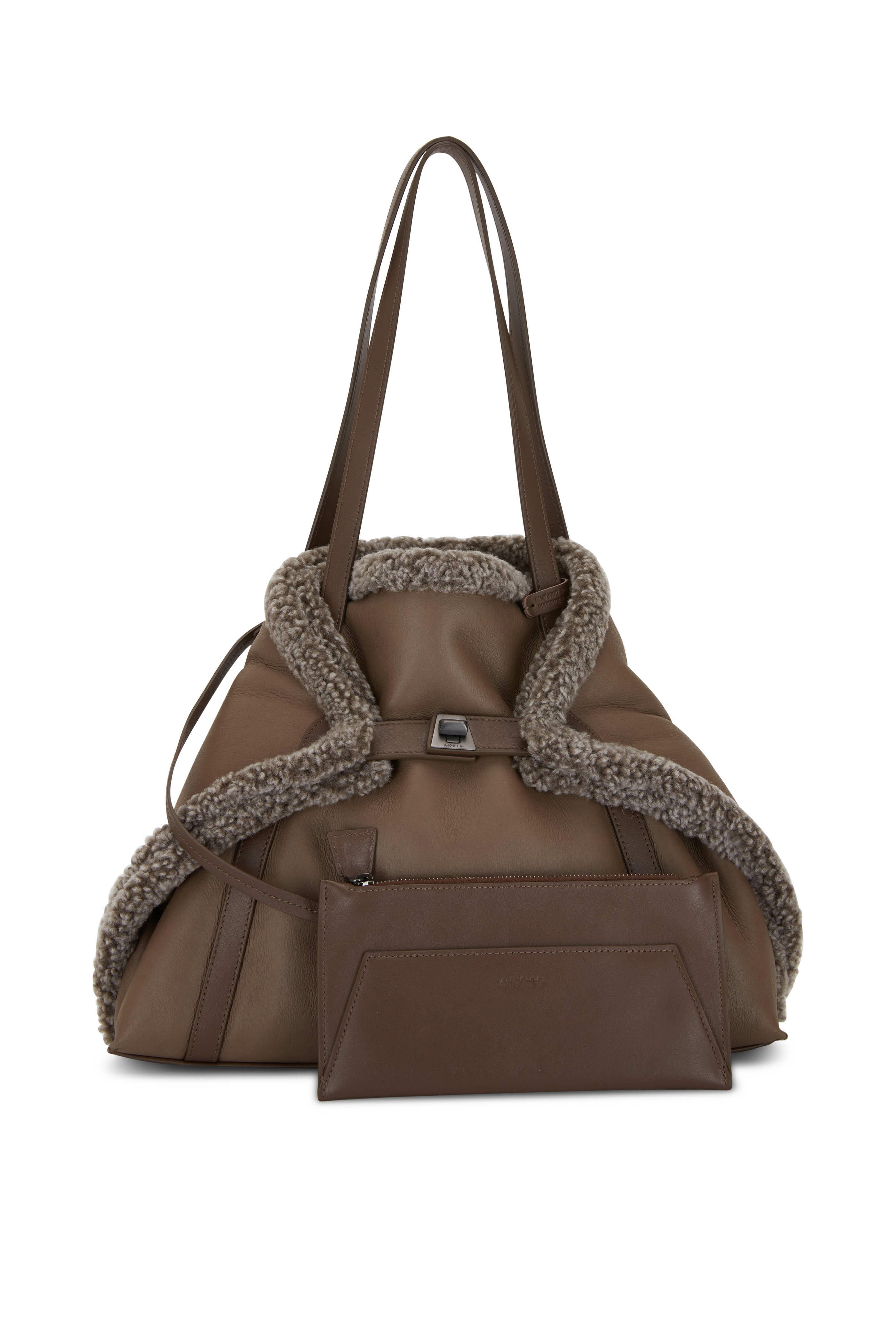 Akris - Ai Taupe Suede Reversible Small Shoulder Bag