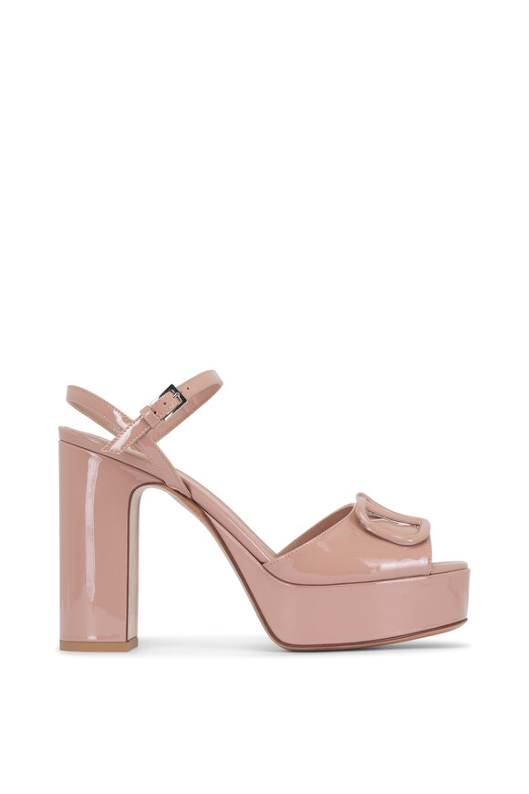 Valentino Garavani Rose Patent Leather VLogo Platform Sandal, 115mm - view 4
