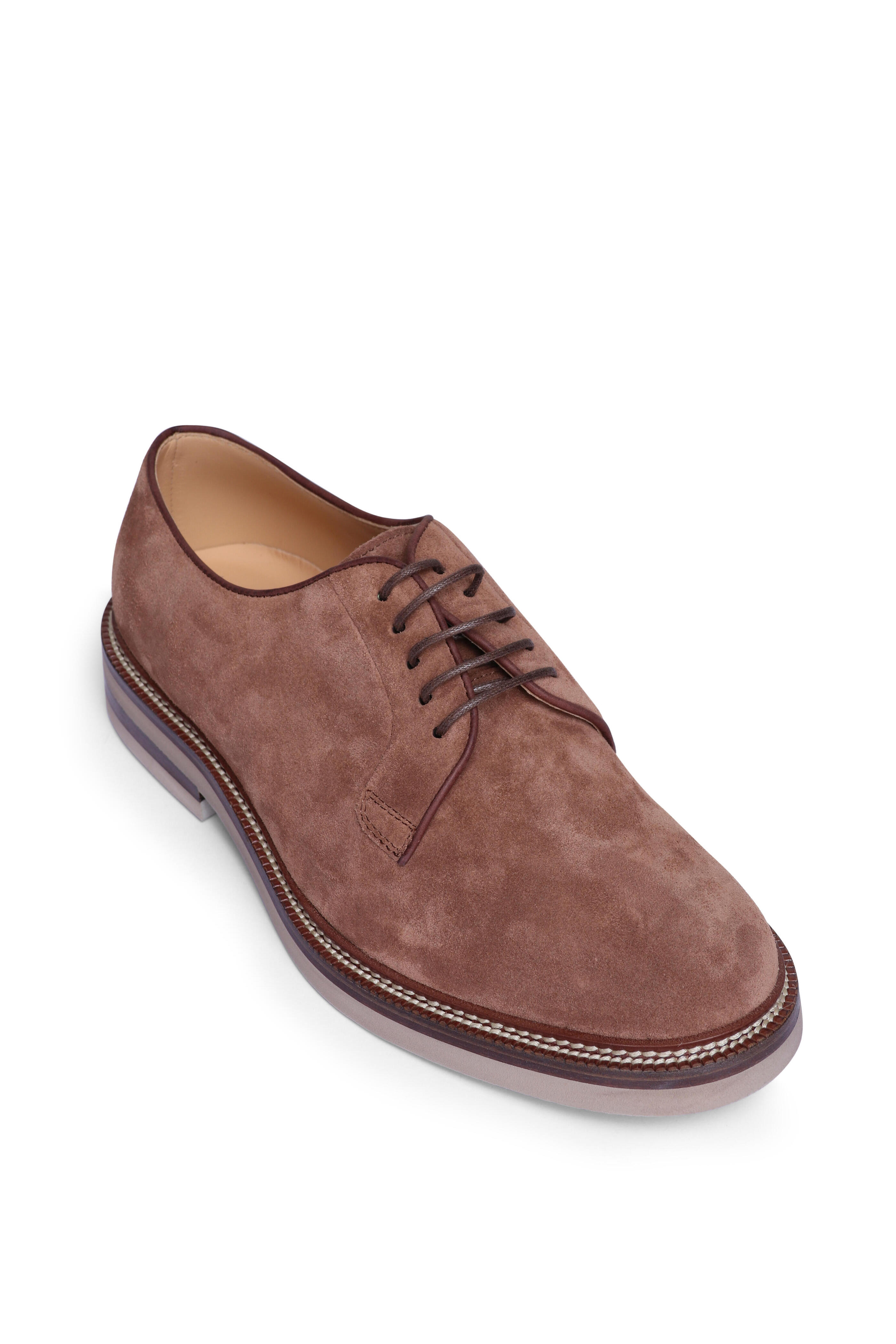 Brunello Cucinelli - Chestnut Suede Derby Lace Up