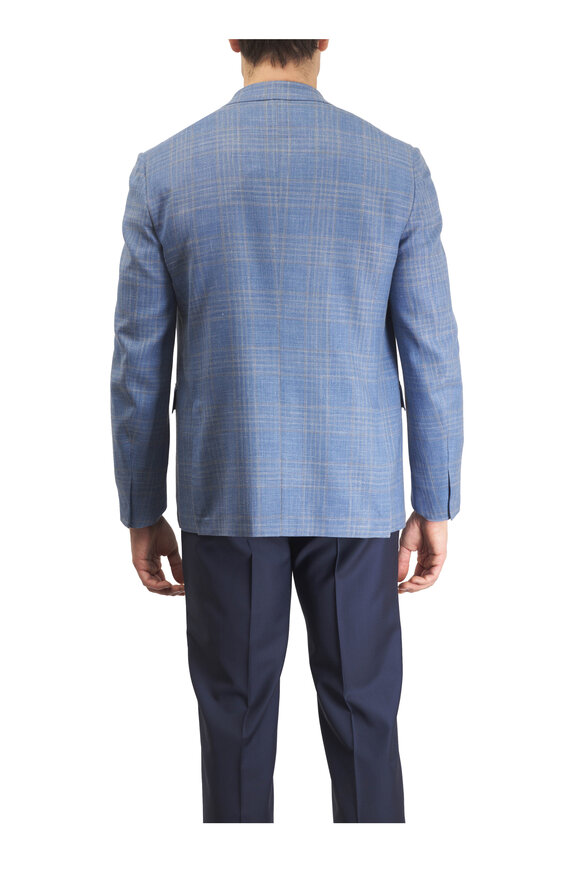 Zegna Light Blue & Gray Check Crossover Sportcoat - view 7